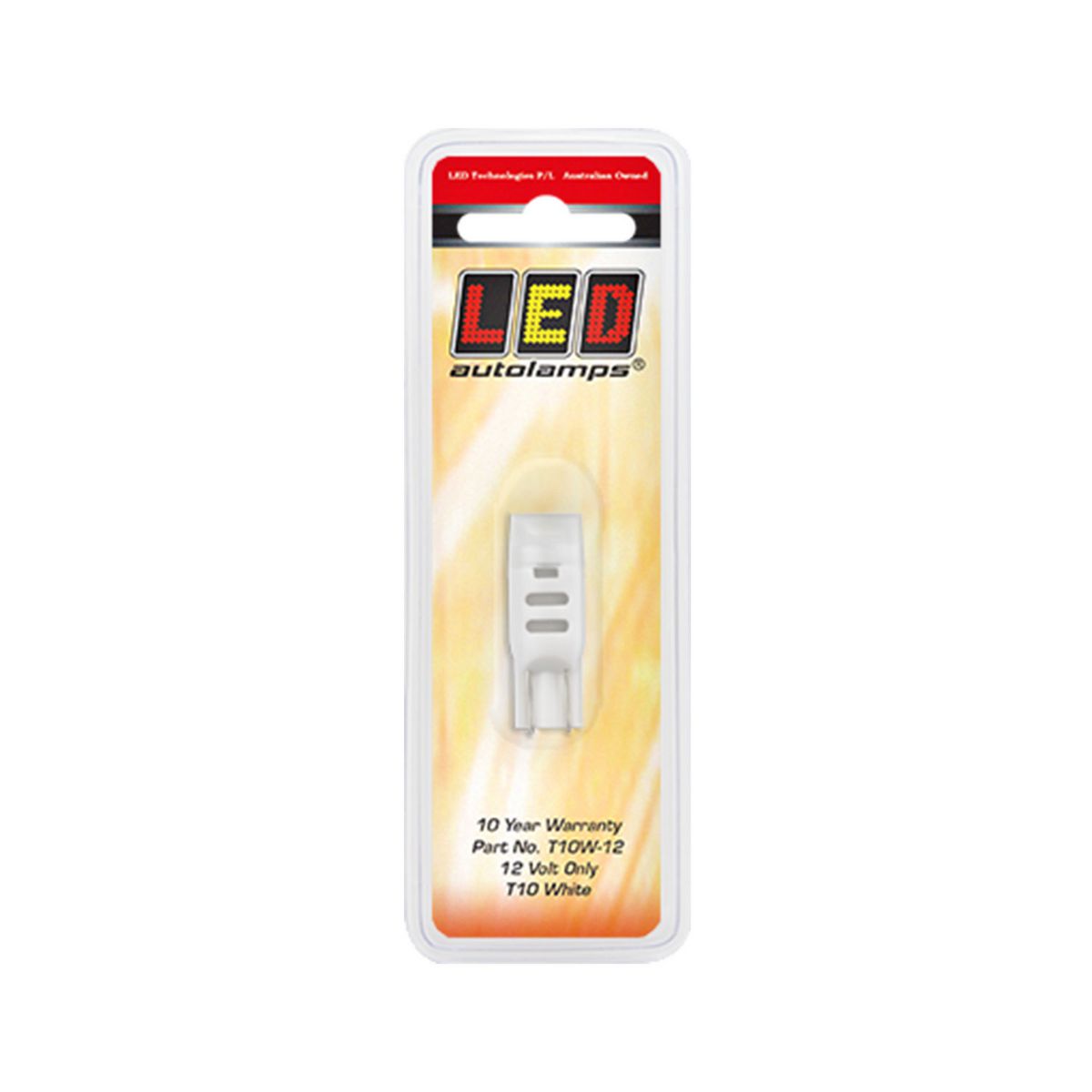 LED Autolamps T10 Wedge Bulb White 12V Blister Pack T10W-12