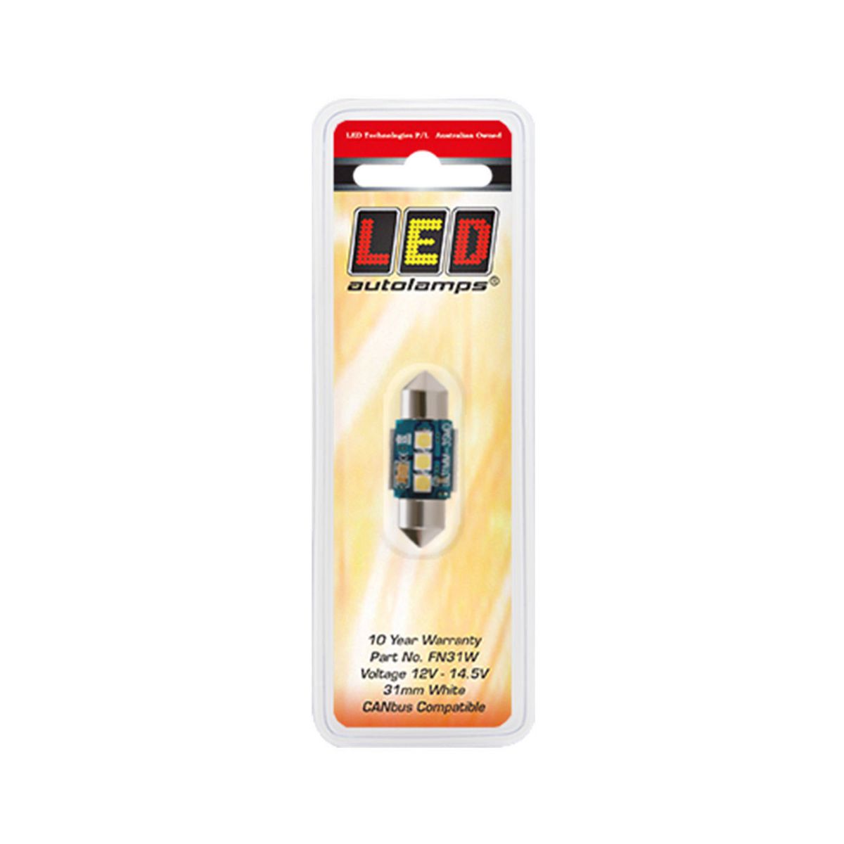 LED Autolamps Festoon Bulb White Canbus Compatible 150 Effective Lumen 31mm 12V FN31W