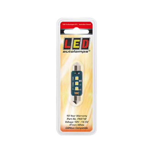 LED Autolamps Festoon Bulb White Canbus Compatible 180 Effective Lumen 41mm 12V FN41W