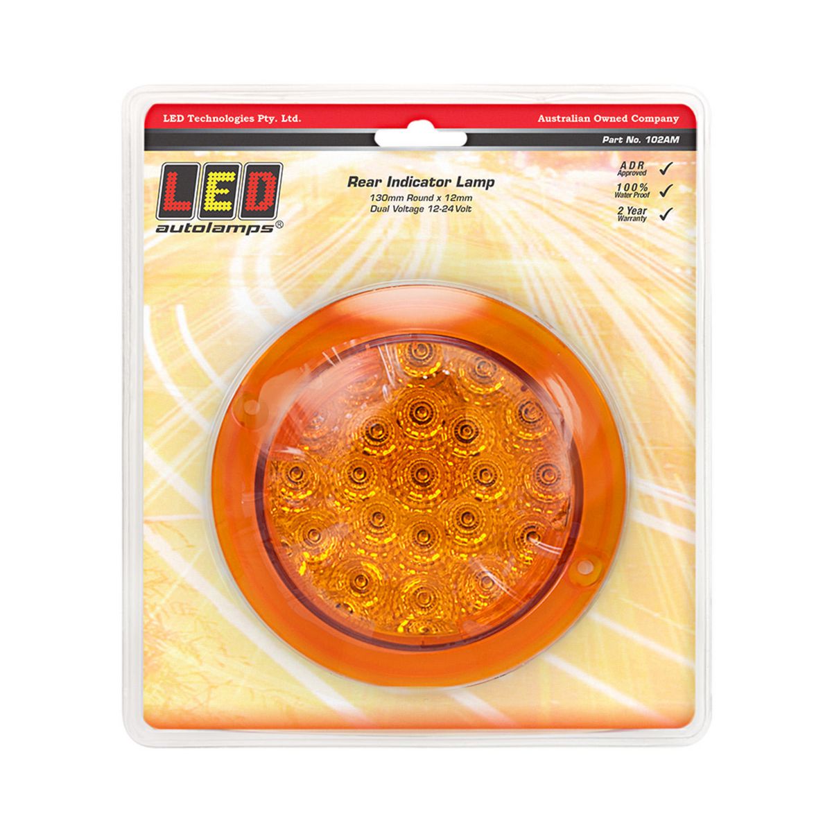 LED Autolamps Indicator Lamp Amber Round 130mm 12-24V 102AM