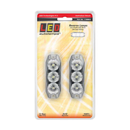 LED Autolamps Reverse LED Lamp 12/24V Horizontal/Vertical (Pack of 2) 11WM-2