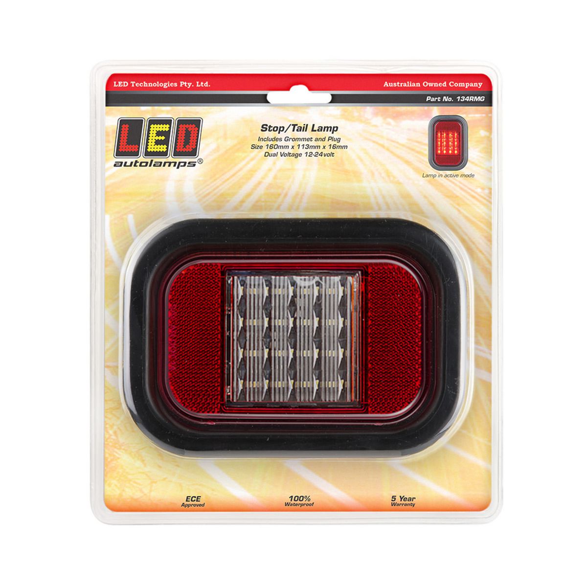 LED Autolamps Grommet Blister Tail Light 134RMG
