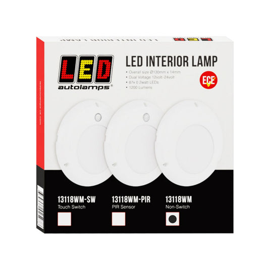 LED Autolamps Large Interior/Exterior Lamp with Aluminium Base White Round 750 Effective Lumens 131mm 10-30V 13118WM