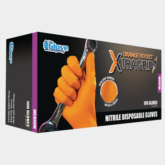The Glove Company TGC Orange Rocket Xtra Grip Nitrile Disposable Gloves M 100 Pack 131032