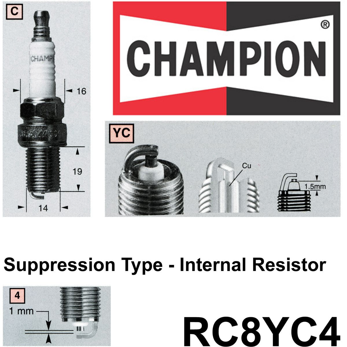 Champion Copper Plus Spark Plug RC8YC4