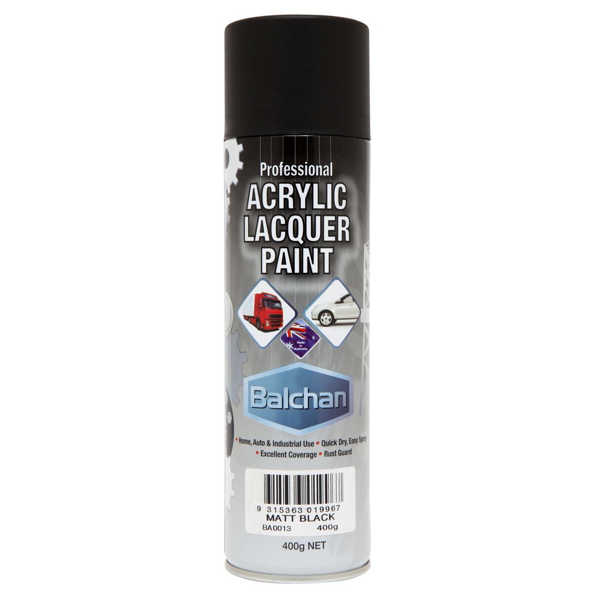 Balchan Professional Acrylic Lacquer Paint Matt Black 400g BACRYL013