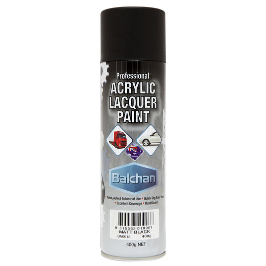 Balchan Professional Acrylic Lacquer Paint Matt Black 400g BACRYL013