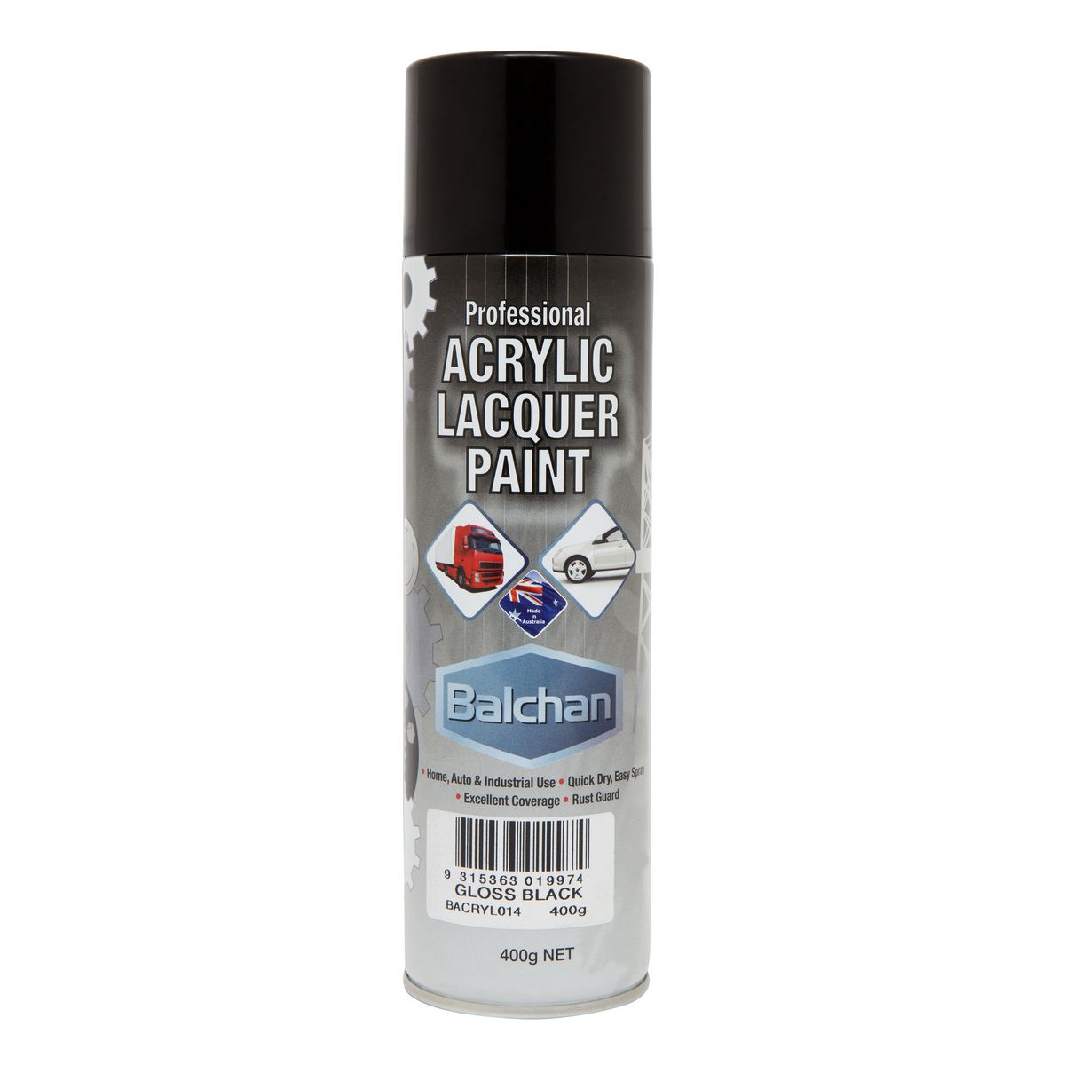 Balchan Professional Acrylic Lacquer Paint Gloss Black 400g BACRYL014