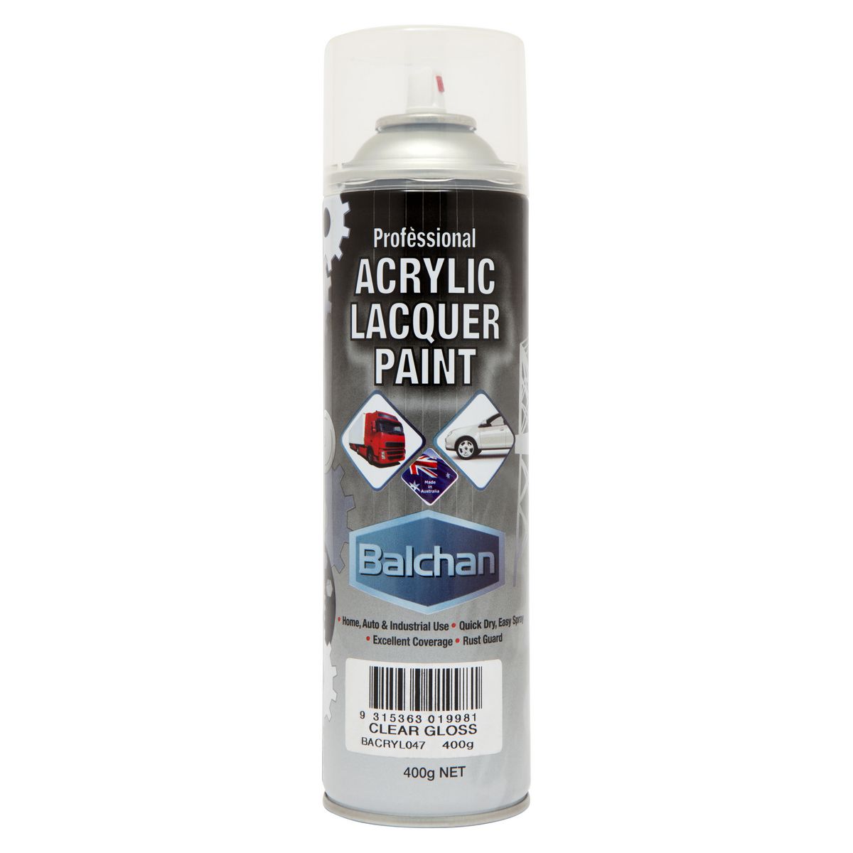 Balchan Professional Acrylic Lacquer Paint Gloss Clear 400g BACRYL047