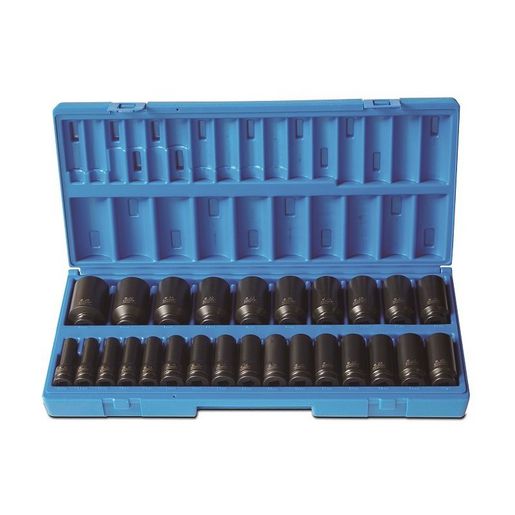 Action Impact Socket Set Deep 6-Point 1/2"" Drive 26 Piece Metric 605222601