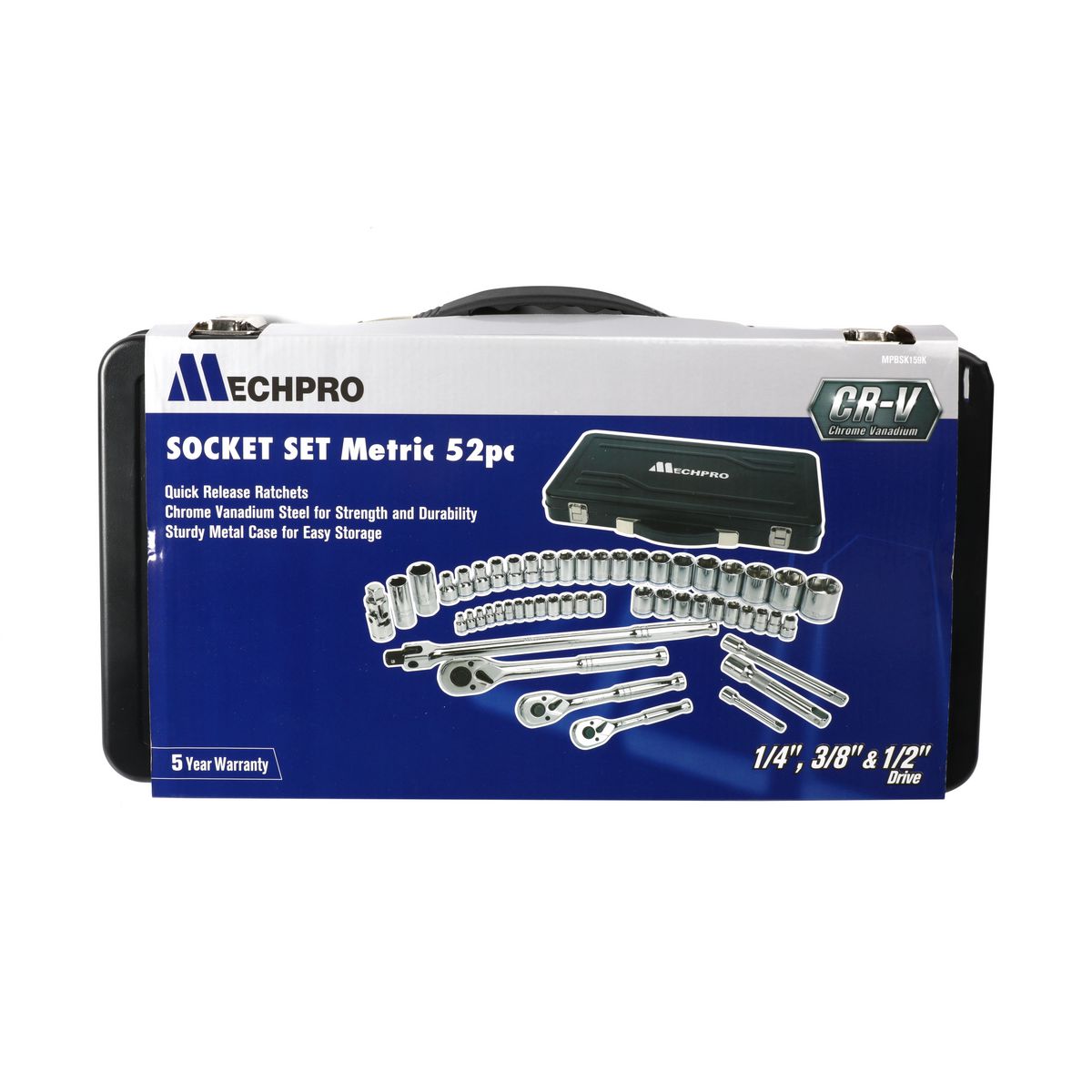 Mechpro Socket Set Metric 1/2In Drive 52pc