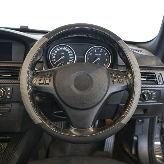 Gearup Steering Wheel Cover 36.8 x 39.4cm - Two Tone Black & Grey GUSWCFLLG