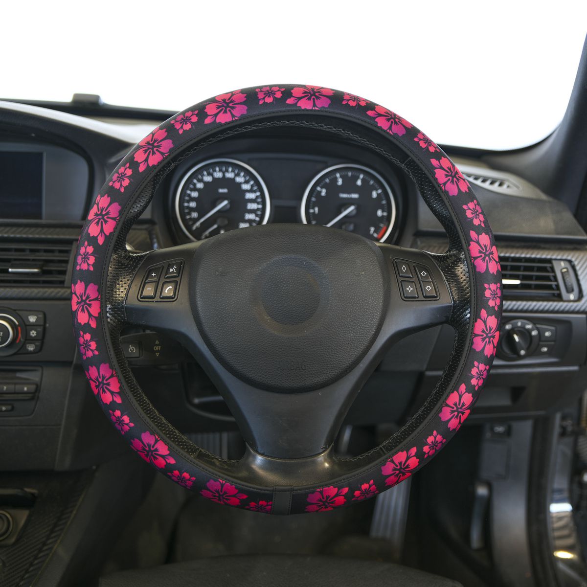 Gearup Steering Wheel Cover 36.8 x 39.4cm - Hibiscus Purple GUSWCFLHP