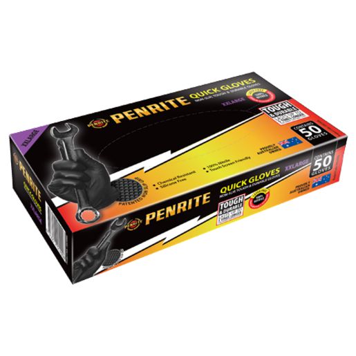Penrite Quick Gloves Disposable Non-Slip Nitrile XX-Large 50Pk LQG50XXL
