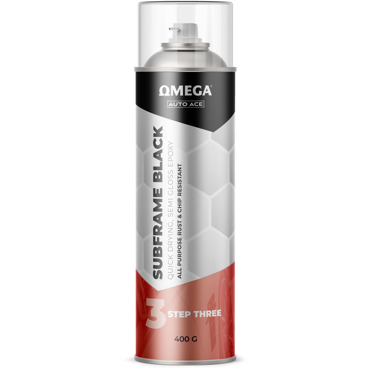 Omega Subframe Black Gloss Epoxy Aerosol Spray 400g AA-SB400G