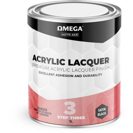Omega Premium Acrylic Lacquer Satin Finish Black 1L AA-ALSB1L