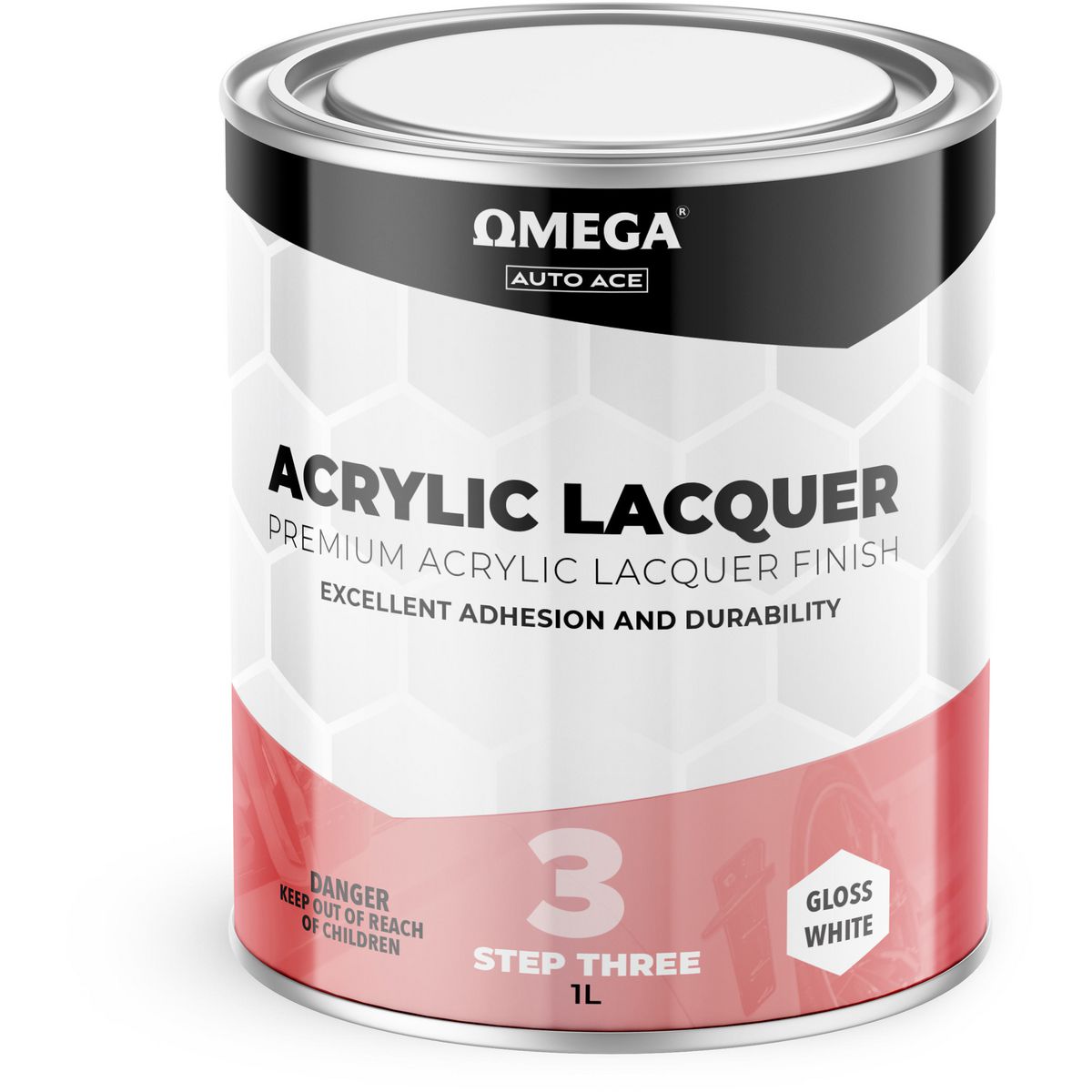 Omega Premium Acrylic Lacquer Gloss Finish White 1L AA-ALGW1L