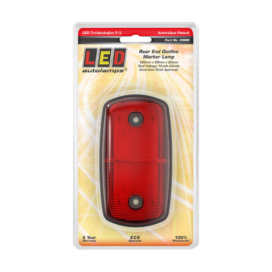 LED AutoLamps Rear Marker Red 120x69x20mm 12-24V 69RM