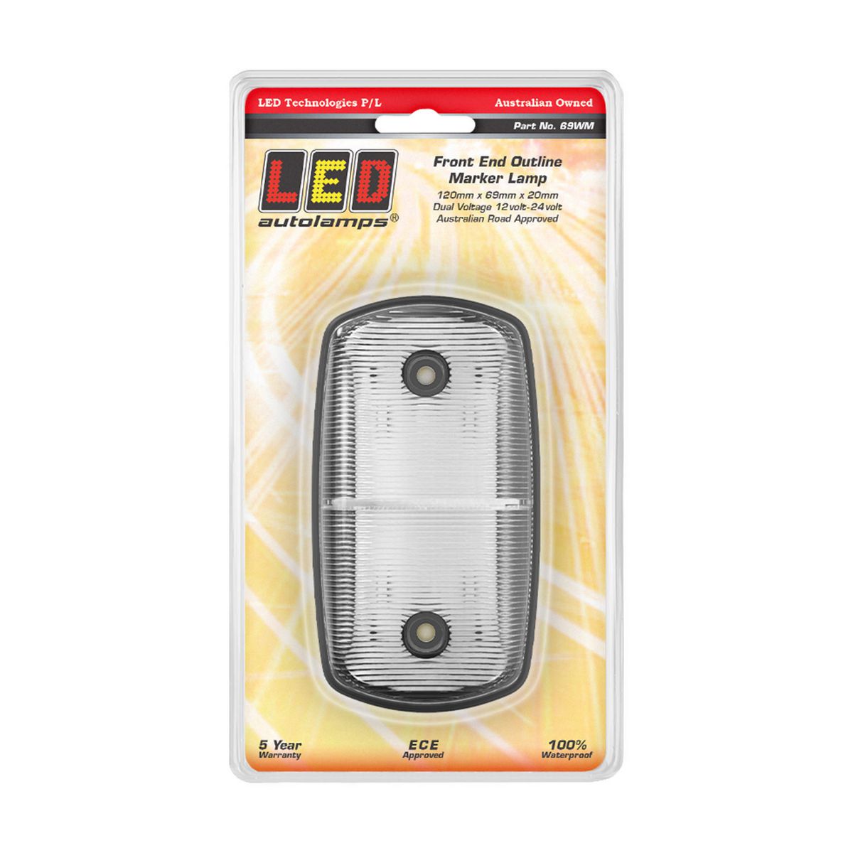 LED AutoLamps Front Marker White 120x69x20mm 12-24V 69WM