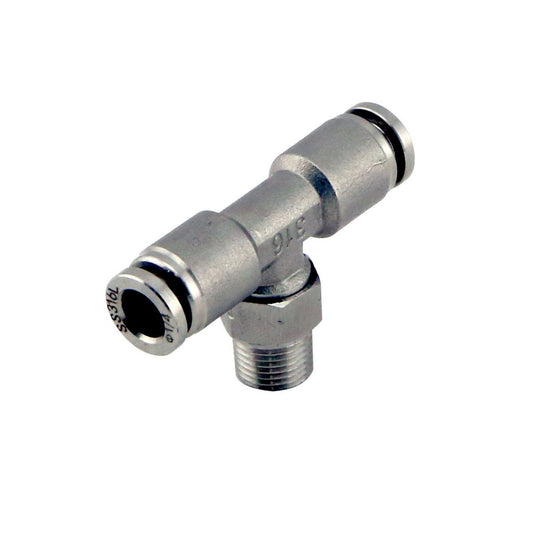 Turbosmart 1/8"" NPT Tee Pushloc Fitting SS 6mm