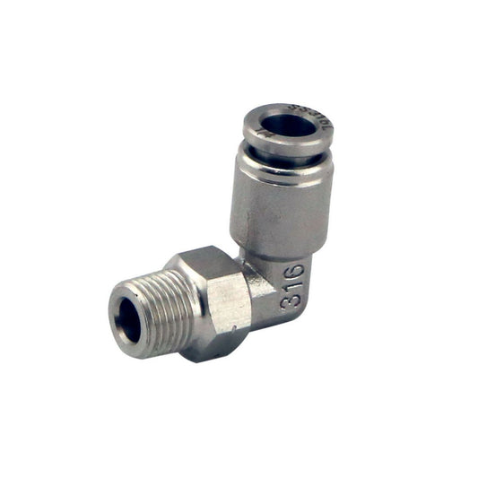 Turbosmart 1/8"" NPT 90 Degree Pushloc Fitting SS 6mm