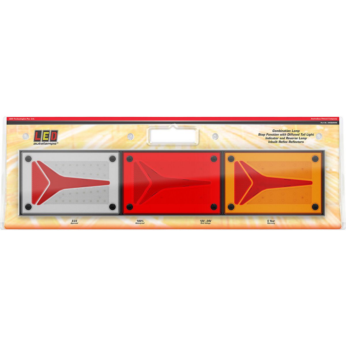 LED Autolamps Stop/Tail/Indicator/Reverse LED Light Diffused Tail Coloured Lens 595BARWM