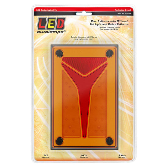 LED Autolamps Indicator Lamp with Diffused Tail Function Coloured Lens 12-24V 595AM