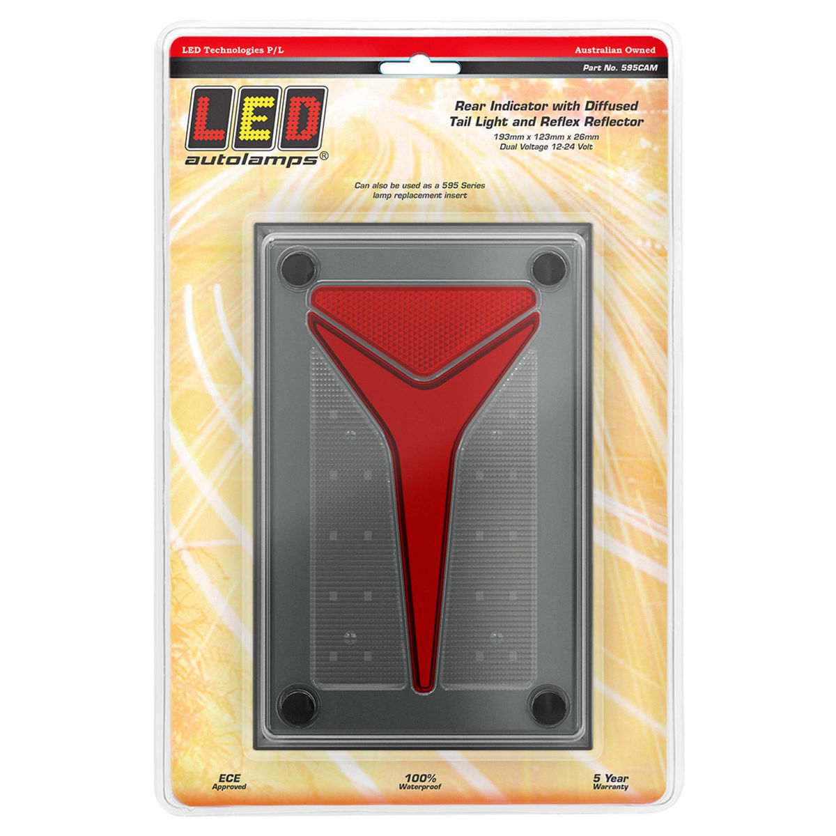 LED Autolamps Indicator Lamp with Diffused Tail Function Clear Lens 12-24V 595CAM