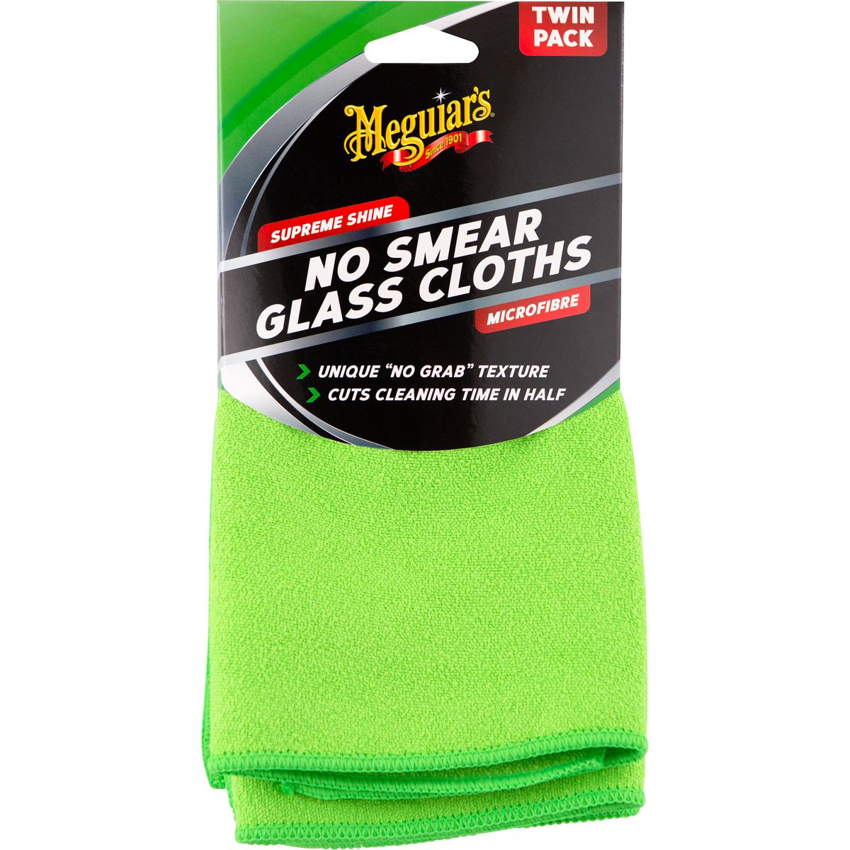Meguiars Supreme Shine No Smear Microfibre Glass Cloths Twin Pack AG3032T
