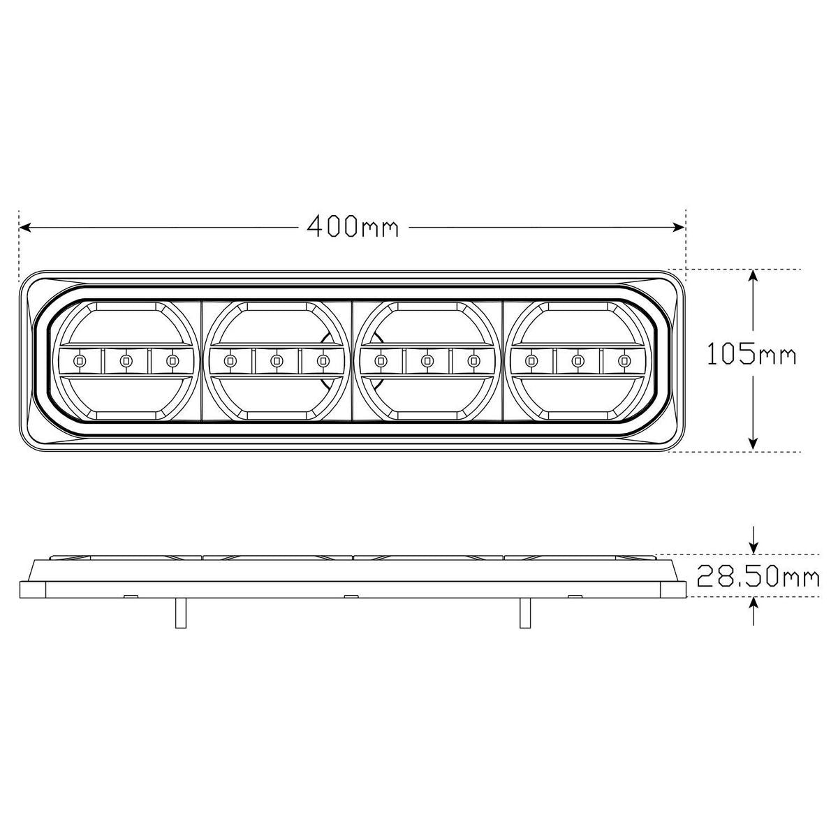 LED Autolamps Stop/Tail/Indicator/Reverse LED Light LHS 7 Core Plug 385ARWMLCSB