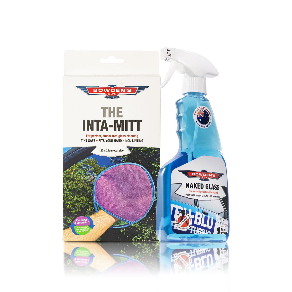 Bowden's Own Naked Glass & Inta-Mitt Streak-Free Glass Cleaner Pack 2pc