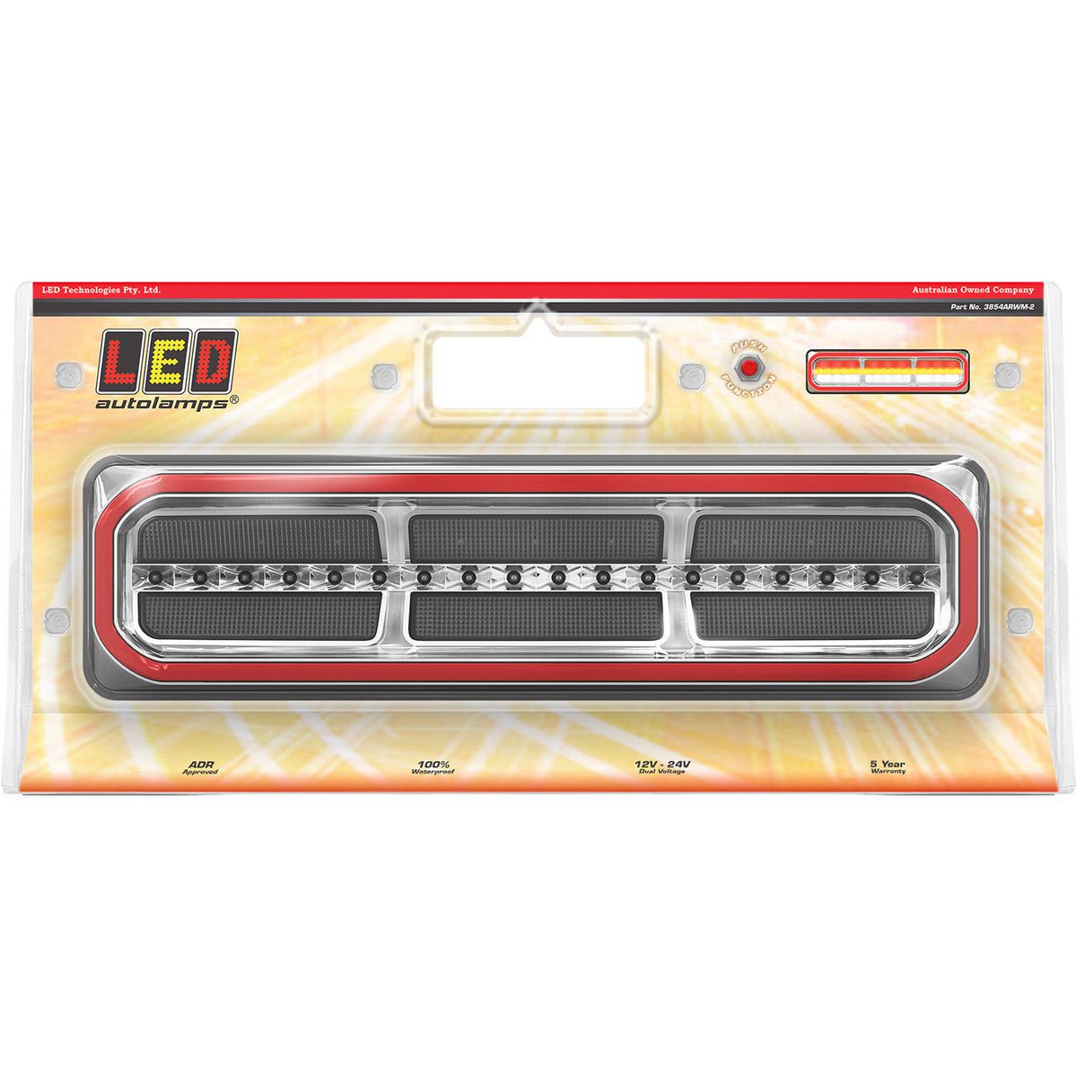 LED Autolamps Stop/Tail/Sequential-Indicator/Reverse 12/24V Assembly Chrome 3854ARWM-2