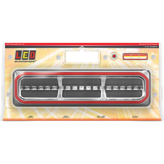 LED Autolamps Stop/Tail/Sequential-Indicator/Reverse 12/24V Assembly Chrome 3854ARWM-2