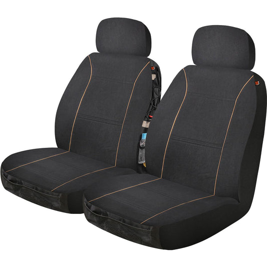 Maxi Trac 4x4 Canvas Black Car Seat Covers Front Pair