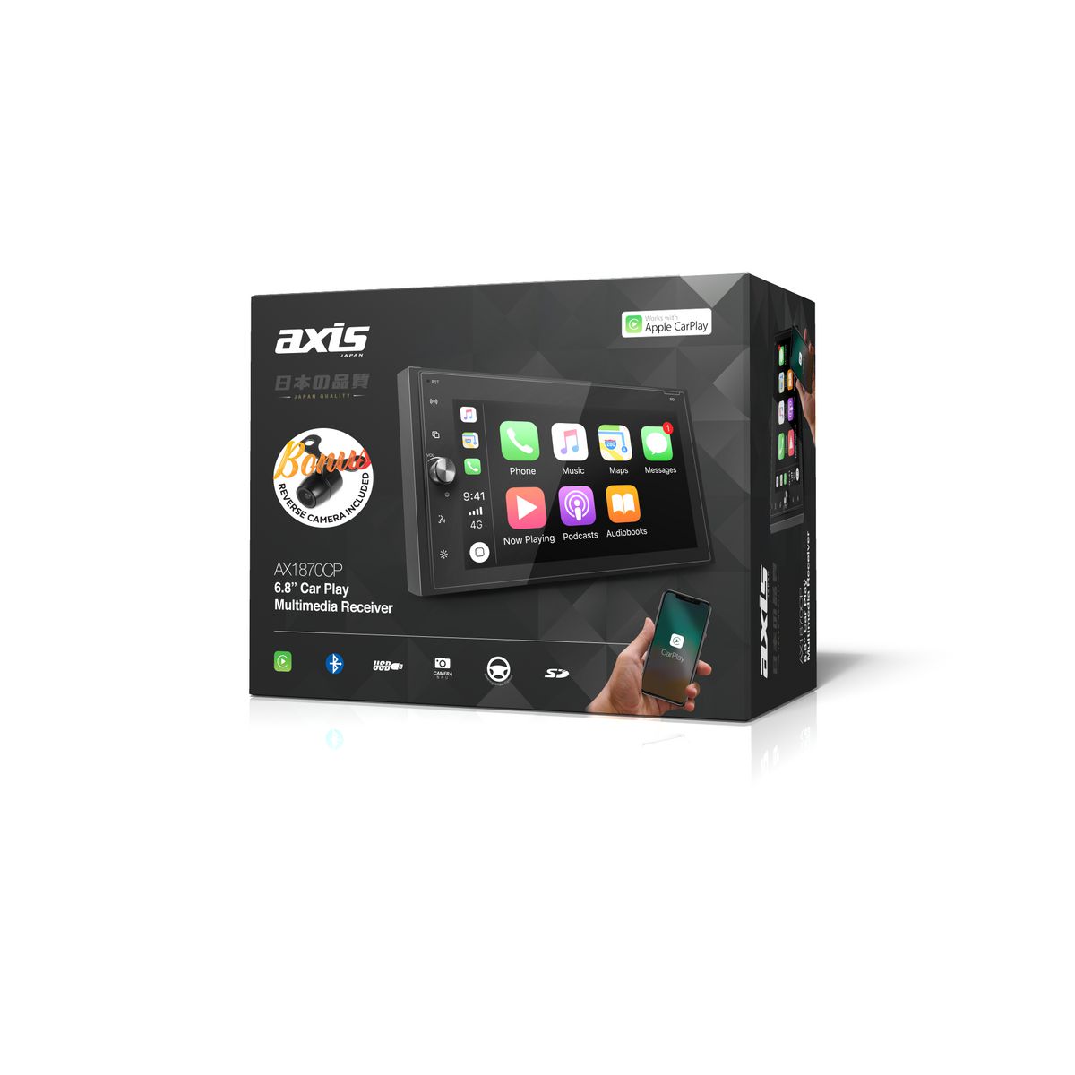 AXIS 2 Din Carplay 6.8In Cam Kit - AX1870CP+RVC