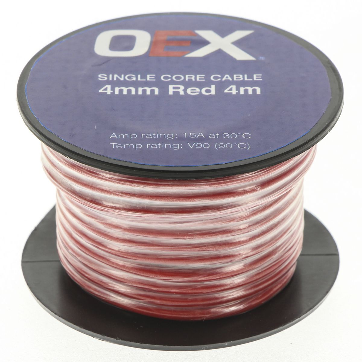 OEX Auto Cable 15A Single Core 4mm x 4m Red ACX0725-4M