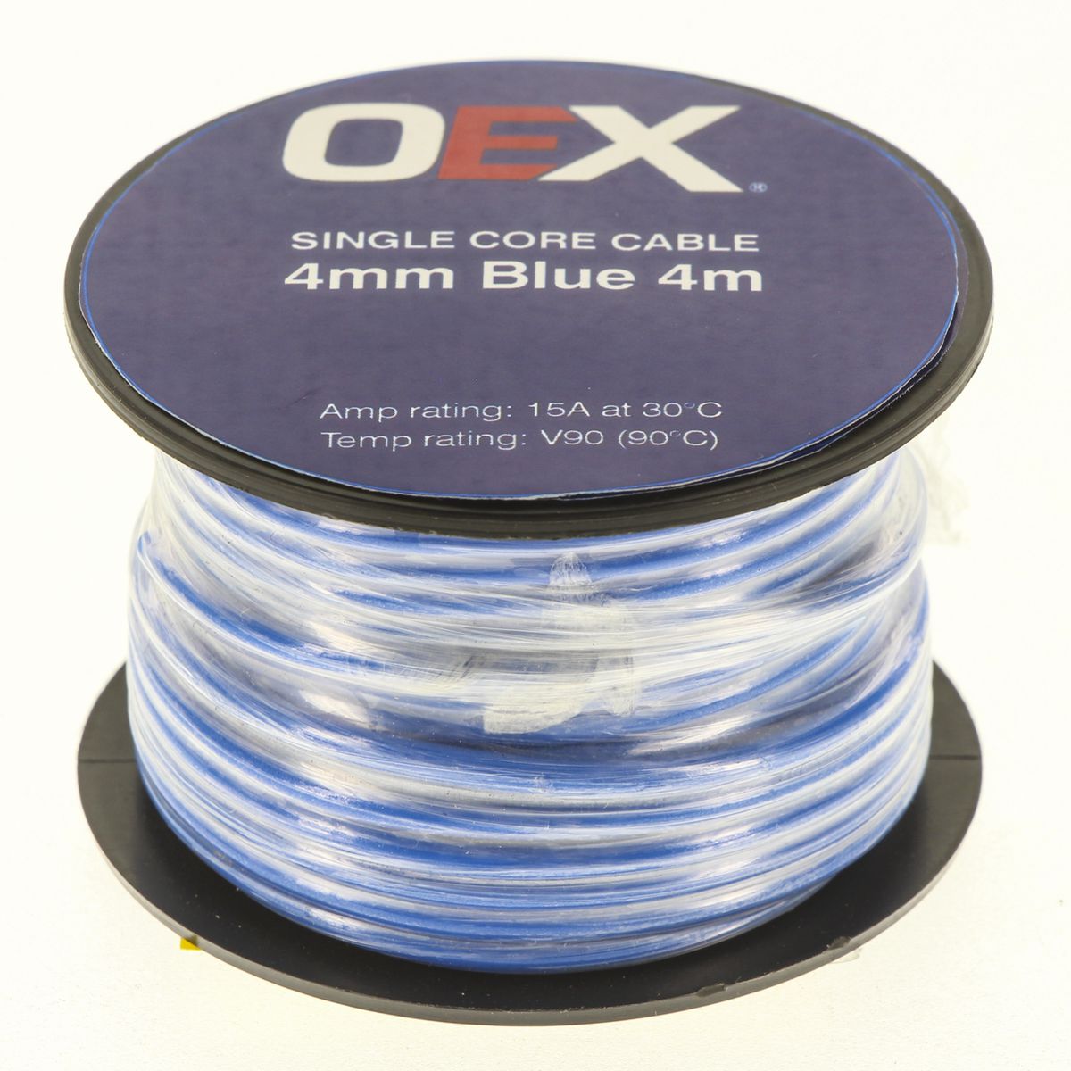 OEX Auto Cable 15A Single Core 4mm x 4m Blue ACX0727-4M