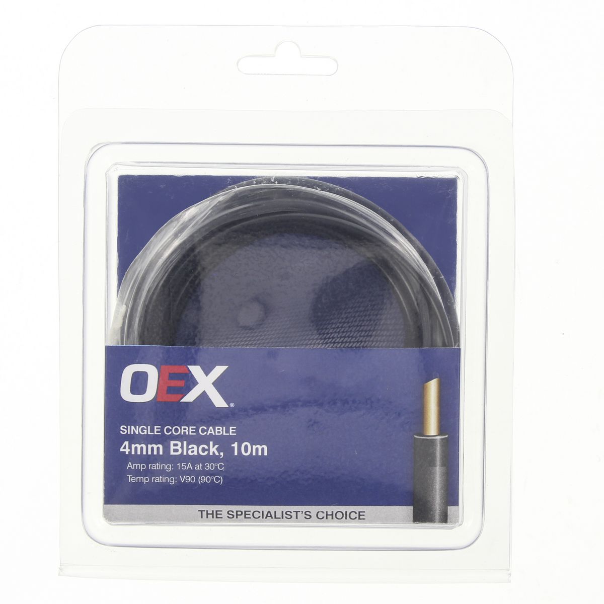 OEX Auto Cable 15A Single Core 4mm x 10m Black ACX0723-10BL