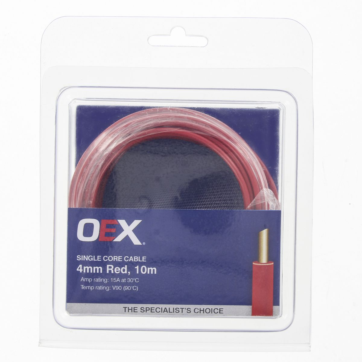 OEX Auto Cable 15A Single Core 4mm x 10m Red ACX0725-10BL