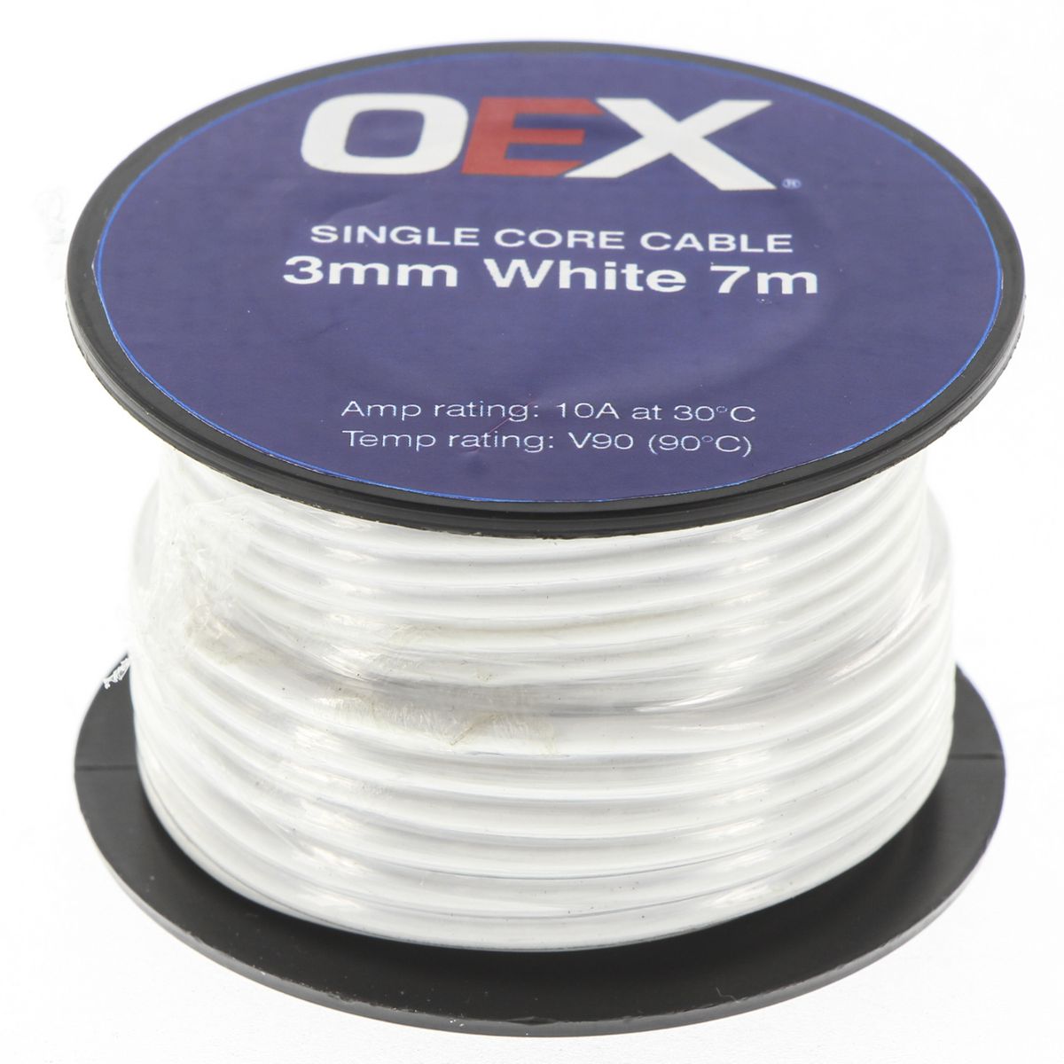 OEX Auto Cable 10A Single Core 3mm x 7m White ACX0703-7M
