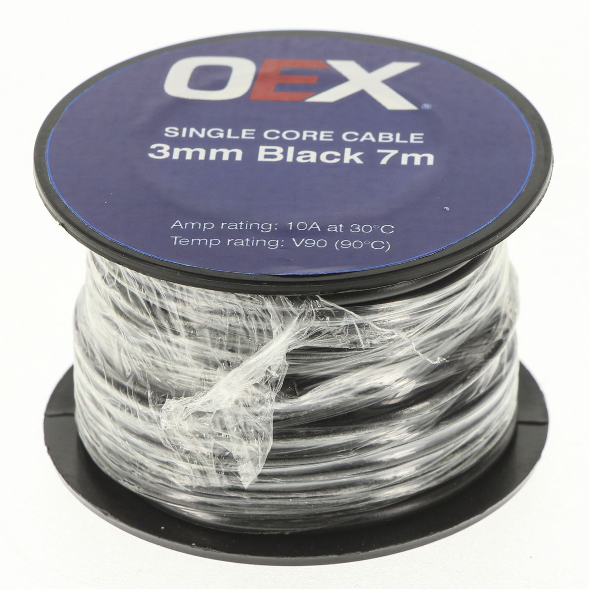 OEX Auto Cable 10A Single Core 3mm x 7m Black ACX0700-7M
