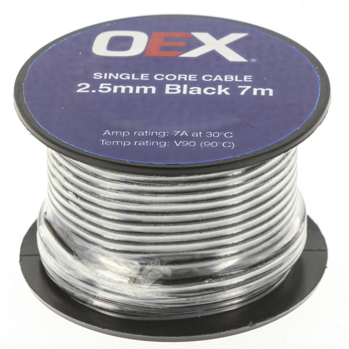 OEX Auto Cable 7A Single Core 2.5mm x 7m Black ACX0693-7M