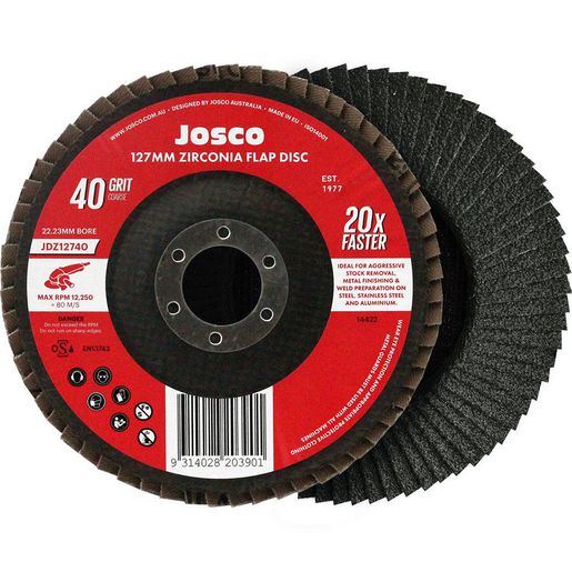 Josco Zirconia 127mm Flap Disc 40 Grit JDZ12740