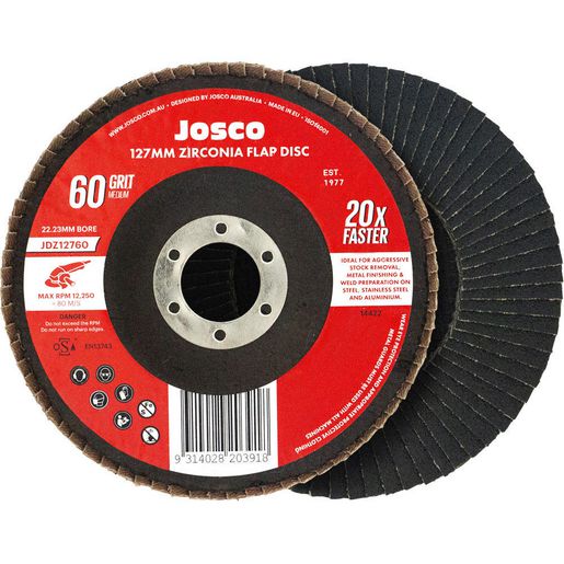 Josco Zirconia 127mm Flap Disc 60 Grit JDZ12760