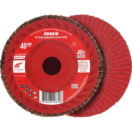 Josco 127mm Ceramic Flap Disc 40 Grit JDC12740