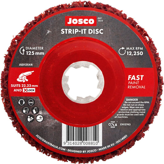Josco X-Lock 125mm Strip-It Disc Red Plastic Back JSD125XR
