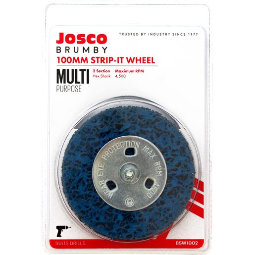 Josco 100mm Spindle-Mounted Strip-It Wheel 2 Section BSW1002