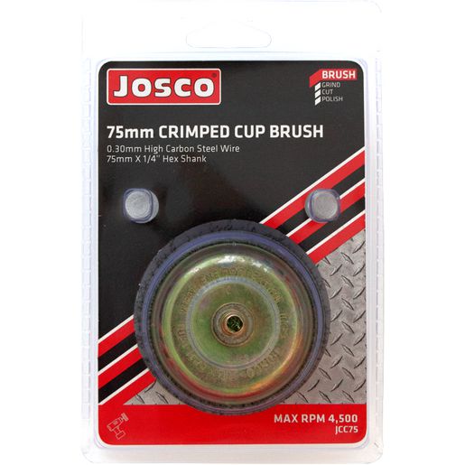 Josco 75mm Spindle-Mounted Crimped Cup Brush JCC75