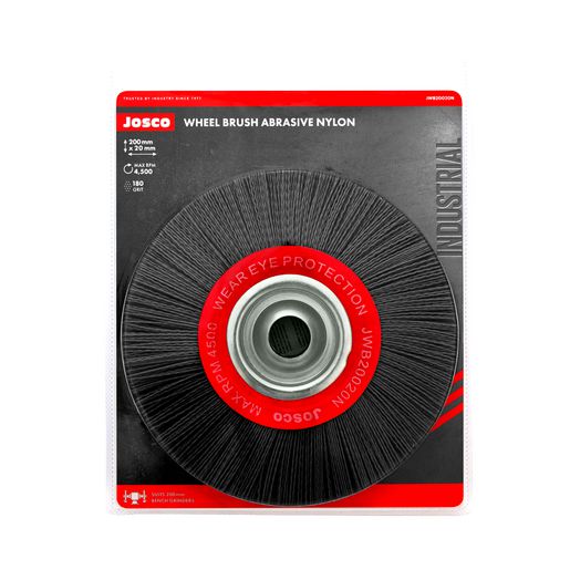 Josco 200mm x 20mm Abrasive Nylon Wheel Brush JWB20020N