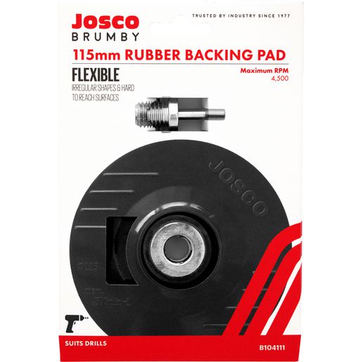 Josco 115mm Backing Pad Rubber M14 w/ Drill Adaptor B104111